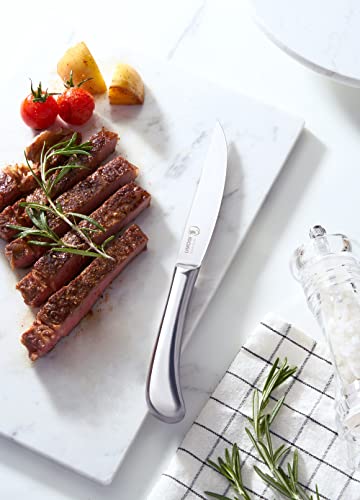 Steak Knives Set Of 6 - Premium Stainless Steel, Dishwasher Safe - Polished Shiny Blade & Handle, Straight Edge - Kitchen Table Knife Set 4.5 Inch Dinner Knives Non Serrated Umogi #TOP2