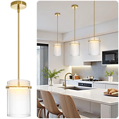 10.2"Gold Modern Minimalist Glass Pendant Lights for Kitchen Island by Biewalk - Used condition - US$32.42