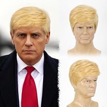 Men Blonde Wig,Donald Costume Blonde Wigs Synthetic Short Blonde Toupee Wigs for Cosplay Halloween Costume