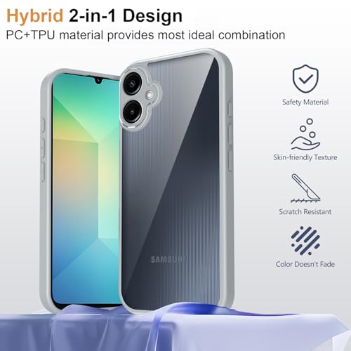 Image of Kapa Hawkeye Clear Slim Tough Back Cover for Samsung Galaxy F70e 5G | Camera Lens Protector Anti Yellow Shockproof Clear Hybrid Case Cover (Grey Sides)