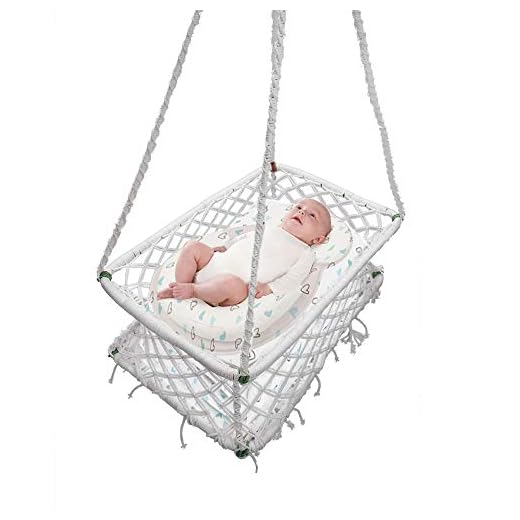 Patiofy Cotton Newborn Baby Cradle Hanging Crib Hammock Swing Sleep Bed Cradle for Outdoor Indoor Use | Baby Palna/Baby Thottil/Newborn Baby Hanging Bed/Newborn Baby Swing 0 to 2 Years (White)