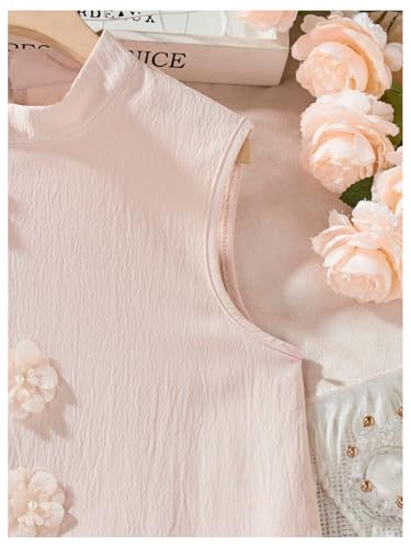 SweatyRocks Girl's 3D Floral Sleeveless Dress Mock Neck Appliques A Line Summer Dresses4