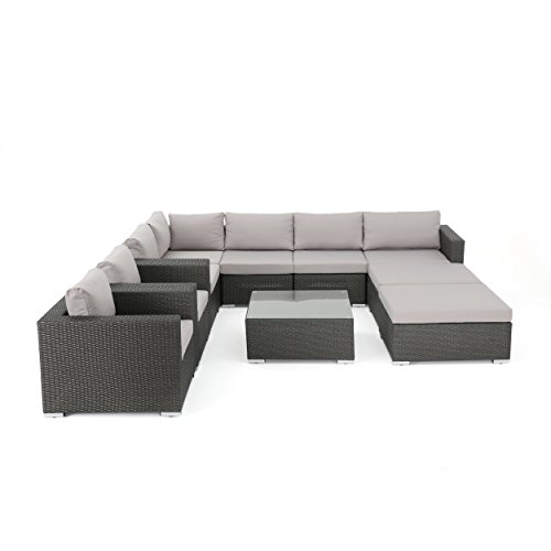 Outdoor Dining Santa Rosa Ca: Top Wicker Sets for Stylish Comfort 8 Christopher Knight Home Santa Rosa Outdoor 7-Seater Wicker Sectional Sofa with Aluminum Frame and Water Resistant Cushions, Grey / Silver