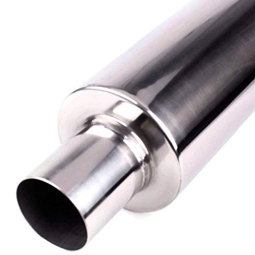 Image of Exhaust Muffler,Universal Stainless Steel Exhaust Burnt Tip,14.8 inches Length,2 inches Inlet 3 inches Outlet,Blue