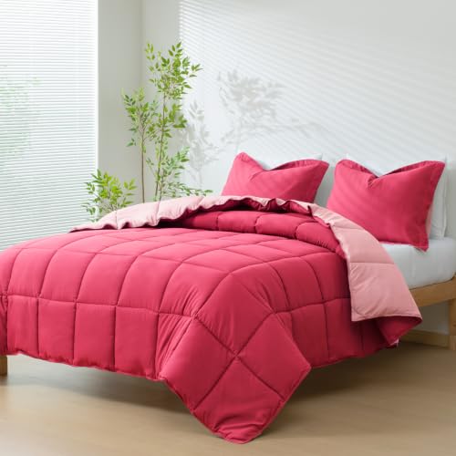 3pc Hot Pink Queen Size Bedding Comforter Set Duvet Insert Blanket