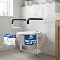 ACTIVAID® - Aufstehhilfe Toilette ohne bohren, WC Haltegriff, Toiletten Aufstehhilfe für Senioren, Toilettenstützgestell höhenverstellbar, Toilettensitzerhöhung mit Armlehnen, Senioren WC - weiß