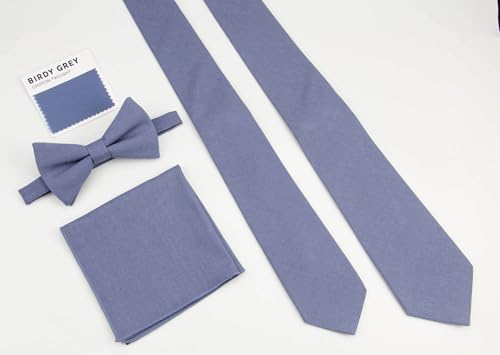 Image of Mens Linen Tie Set - Solid Necktie with Pocket Square