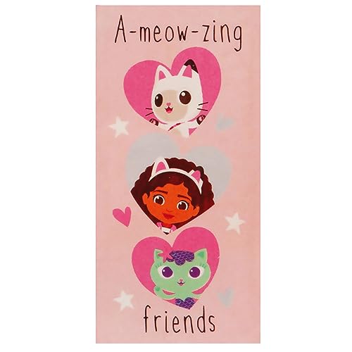 Gabby's Dollhouse A-Meow-zing Friends - Toalla de baño para niños, 100% algodón, Toalla ultrasuave y Grande para niñas, Toallas de Playa para niños, para natación, Ducha y Piscina, Bonita Envoltura
