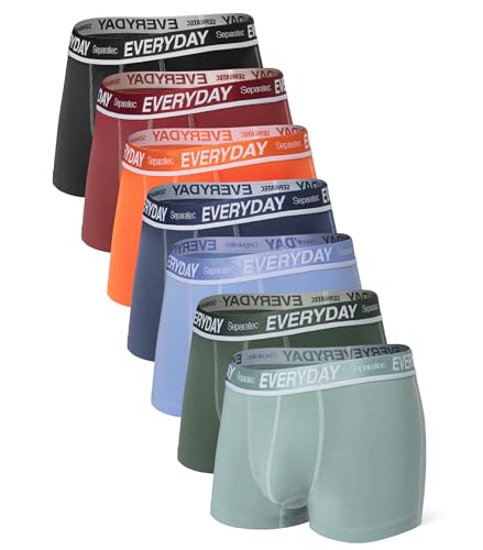 Separatec Cotton Dual Pouch Men's Underwear Stretch Everyday Mens Trunks Underwear Breathable Colorful 7 Pack (M, Assorted Colors)