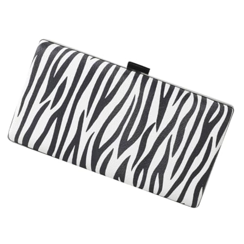 Pochette de soirée rayée zébrée blanche en PU TOYANDONA paquet à main compact pour femme