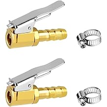 Joywayus Tire Inflator Valve 1/4" Open Flow Air Chuck with Lock Connector and Stainless Steel Clamp 2 Pack