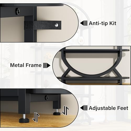 Image of Jehiatek Arched Bookshelf Bookcase, 71 Inches Tall Industrial Book Shelf with Sturdy Metal Frame, E1 Quality Boards, Freestanding Display Shelving Unit, Black