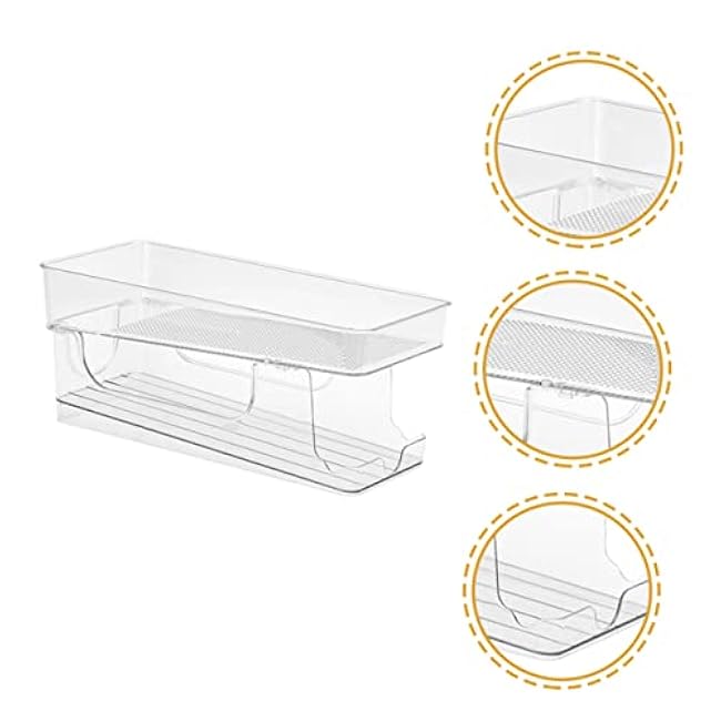VICASKY Multi Function Double Soda Holder Fridge Organizer Transparent Pet Material Capacity Can Storage Container for Kitchen Freezer Office and Home Accessories