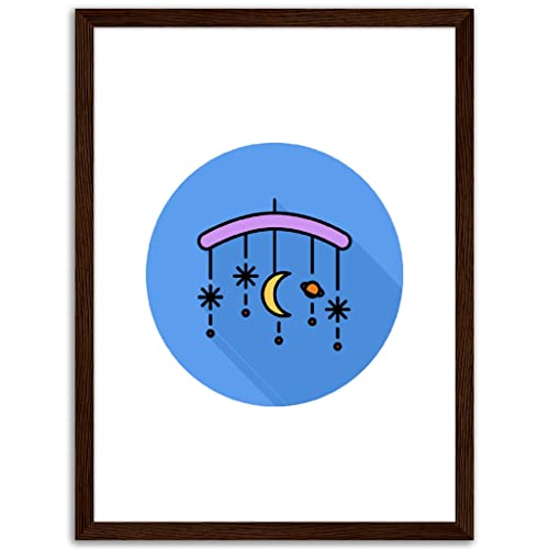 Art mural enfant 30x40 cm avec cadre bois foncé pour décorer la chambre de bébé