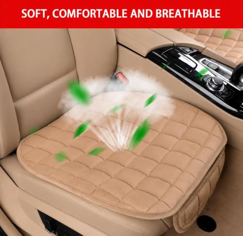 Image of Foam Car Seat Cushion Cover, Convertible Back Seat Extender & Travel Bed, Quilted Padded Seat Protector, Universal Fit for Most Cars, Non-Slip Seat Cushion (1Pcs Beige Cover)