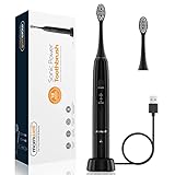 ★【 Potente limpieza 】 El cepillo de dientes eléctrico Mornwell D02B proporciona hasta 40.000 golpes por minuto y elimina 10 veces más placa dental a lo largo de las encías que un cepillo de mano. También puede mejorar la salud de las encías 100% mejor que un cepillo de dientes manual.