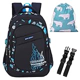 [fortulux] リュック キッズ 小学生 男の子 チェストストラップ 防犯ブザー 低学年 高学年 防水 20L 35L リュックサック 通学 (スモール(S)サイズ, ブルー 1点つき)