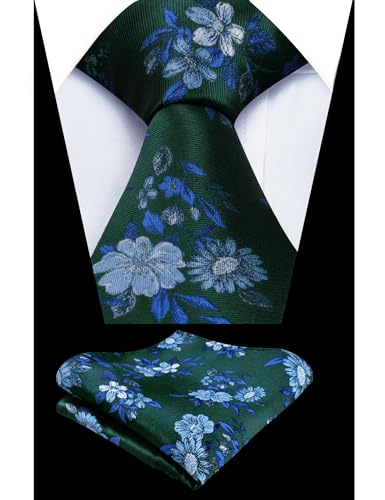 Image of Alizeal Mens 3.15'' Colorful Flower Pattern and handkerchief Necktie Set