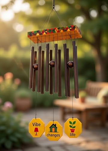 Image of Paradigm Pictures Black 12 Heavy Pipe Wind Chime- Balcony Decor Items (Black Multicolor)