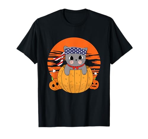 Gato calabaza perezoso DIY Halloween Disfraz lindo gatito Camiseta