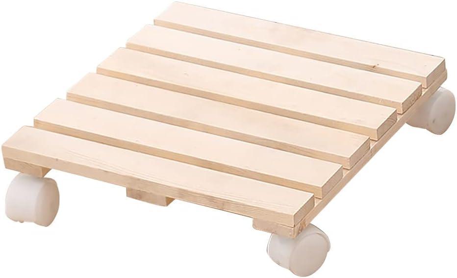 Plant Trolley Plant Pot Trolley,( 12" 14" Planter Trolley, Flower Pot Stand Movable Plant Dolly Flower Pot Tray, Wooden Plant Caddy with 360° Lockable Caster Wheels, Flower Pot Saucer Tray (