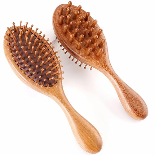 Peine masajeador de madera para cabello miniatura 1
