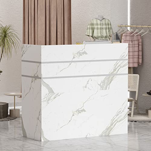 image for AGOTENI Reception Desk Reception Stations with Open Shelf & Drawers, W