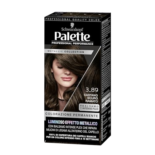 Schwarzkopf Metallic Collection 3-89 Dunkelbraun-Kupfer-Haarfarbe mit Metallic-Effekt, kupferbraune Haarfarbe für bis zu 100% Grauabdeckung