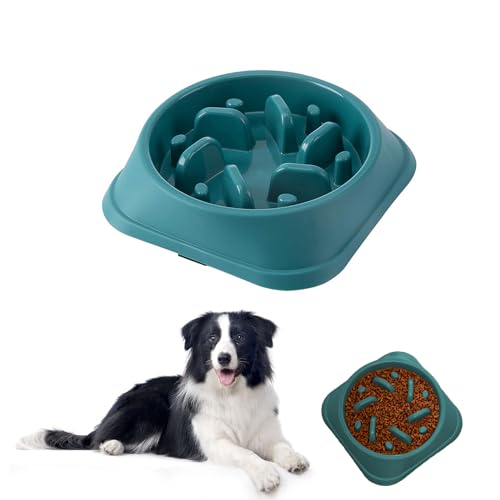 Esshogo Ciotola ad Alimentazione lenta, Ciotola per Cani Anti Ingozzamento Ciotola, Antiscivolo Ciotole Labirinto Interattiva per Cuccioli Cani Piccola Media Taglia Aiutare Digestione, Verde scuro