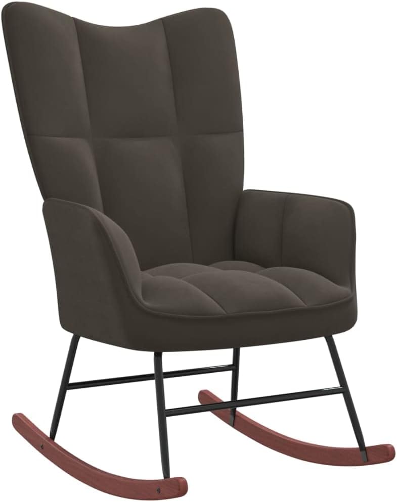 YAFF Velvet Rocking Chair, Rocker Accent Chair with High Backrest & Padded Seat, Glider Armchair Side Chair for Nursery, Living Room, Home Office, 24" W x 30.7" D x 38.6" H - Dark gray