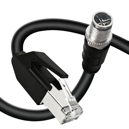 GEOAOBLE 3.3FT M12 8 Pin X Code Male to RJ45 Industrial Ethernet Cable High Flexible Shielded Ethernet CAT6A Cable for Industrial Camera 1M
