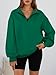 Trendy Queen Women's Oversized Half Zip Fleece Sweatshirts-Cozy Pullover, Drop Shoulder for Fall Winter Grass L
