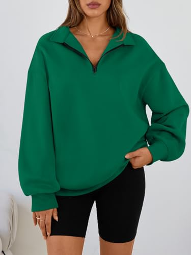 Image of Trendy Queen Women's Oversized Sweatshirts Half Quarter Zip Fleece Sweaters | Soft Cozy Zip Pullover, Comfort Warm Sweaters for Fall Winter, Fashion Mock Neck Outfits