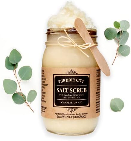 Exfoliating Body Scrub - Pure Dead Sea Salt Scrub for Hands and Body, 16 fl oz Hydrating Moisturizing Skin Care for Body Acne, Wrinkles (Eucalyptus)