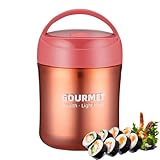 Genérico Taza Térmica - Tarro De Alimentos Al Vacío Con Aislamiento De Acero Inoxidable Con Asa | Tarro De Comida A Prueba De Fugas, Recipiente Para Sopa, Taza De Desayuno, Botellas Térmicas Sellada