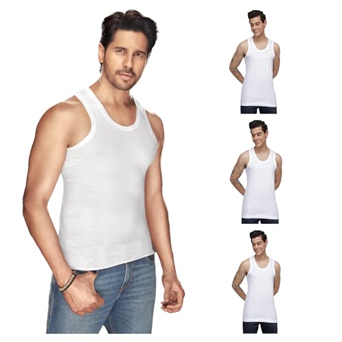 Image of sporto Macho Men's Cotton Solid Vest Pack of 4