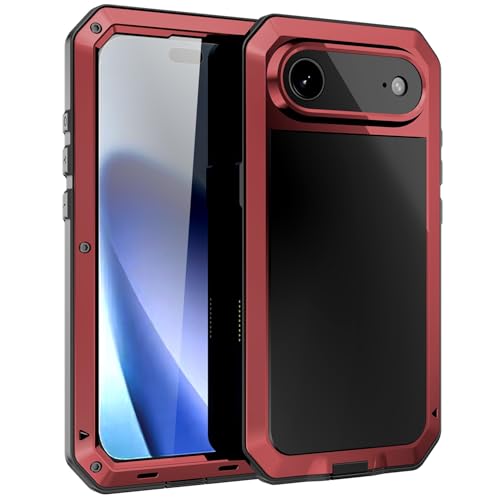 Coque iPhone 17 Air rouge antichoc en métal et silicone rigide
