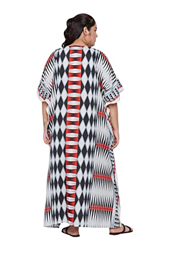 Image of Oussum Plus Size Kaftan Dresses for Women, Polyester Summer Caftan Cover Up Maxi Beach Dress, 1X-3X