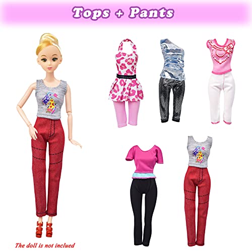 Doll Clothes for 11.5 Inch Girl Doll 20 Pcs Casual Wear Clothes and Doll Accessories with 10 Pairs Shoes +10 Fashion Doll Dresses (Pack c) - Thumbnail 3