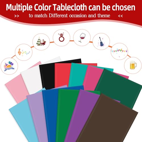 Black 6 Pack Plastic Table Cloth 84", Disposable Round Tablecloth Table Cover, Plastic Tablecloths for Parties - Image 7