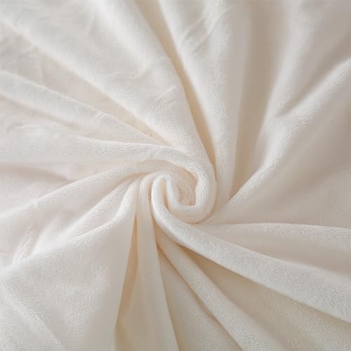EMME Plüsch Bettwäsche Set 135x200cm Biber Flauschige Bettdecke Set für Bett Shaggy und Plüsch weiche Bettwäsche Bettbezüge und 1 Kissenbezug 80x80cm, Weiß