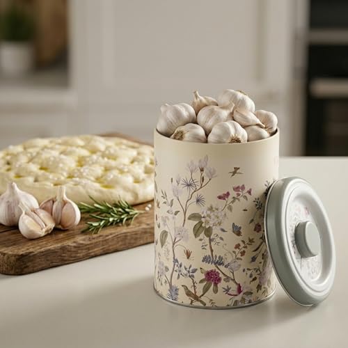 MARIA ROMA 3 Pcs Potato and Onion Storage Bin with Garlic Keeper- Vintage Metal Kitchen Canisters - Farmhouse Vegetable Storage Bins Pantry Organization- Rustic Model by MARIA ROMA - Used condition - Image 8