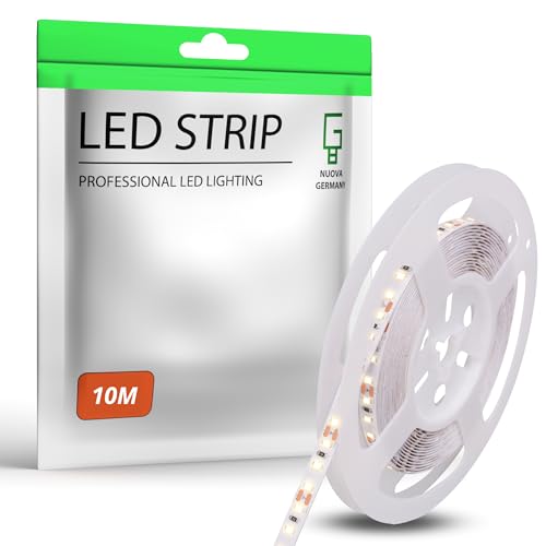 NUOVA GERMANY 10 Metri Striscia LED Bianca Fredda 6000K SMD2835 120LED/m, 24V Dimmerabile Alta Luminosità, 14W/M, 140W, 13000Lumen, Luce Nastro Luminoso, IP20 (10M Fredda 6000K)