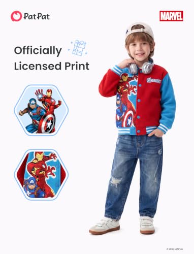 Image of Disney Marvel Bomber Jacket Spider Man Toy Story Cars Varsity Cardigan2-13Y | Officially Licensed Snap Button Coat,Fall Star Wars Graphic Cloth Top,Hulk Venom Stitch Mickey Lightning Mcqueen Kids Apparel