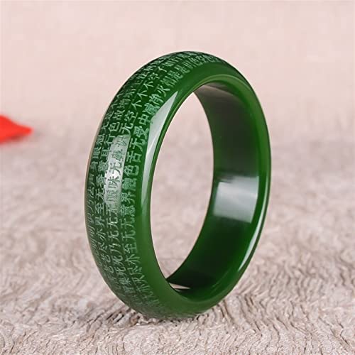Bracelet bouddhiste Coeur Sutra en jade vert naturel pour la méditation et le style zen mixte
