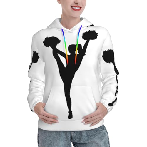 Pull à capuche extensible femme sweat imprimé pom-pom girl doux et confortable