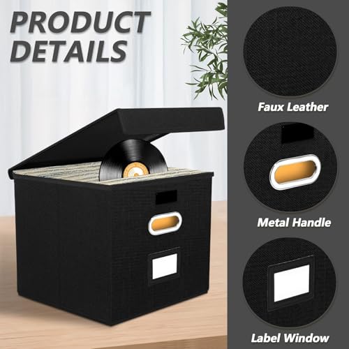 Rangement vinyle pliable pour salon : optimisez votre espace avec ce lot de 2 boîtes à poignées
