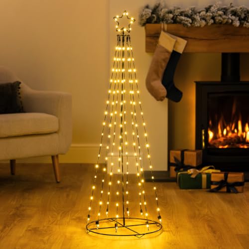 Image of Christow Battery-Powered LED Maypole Christmas Tree, Warm White, 100cm