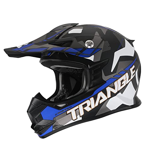 Triangle Youth Offroad Motocross Helmet Atv Dirt Bike Motorcycle Helmets Dot Approved(Large, Matte Blue) #TOP7
