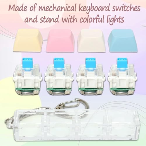 Image of 2 Pcs Keyboard Fidget Toy Keyboard Clicker with LED Light Fidget Keyboard Keychain Fidget Toy Stress Relief Keyboard Fidget Clicker (4 in 1)
